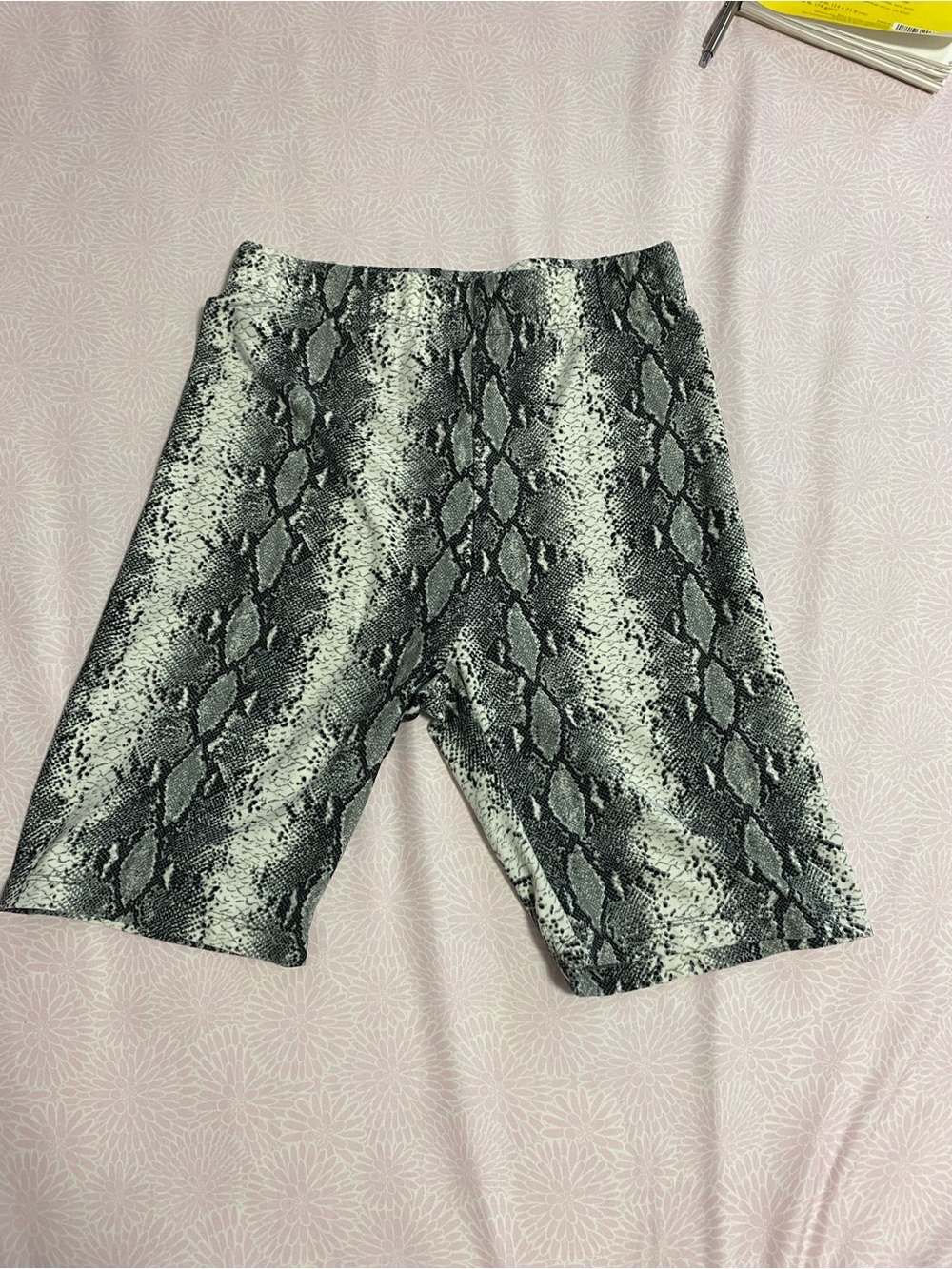 Revamped Black & White Snake-Print Athletic Bike Shorts